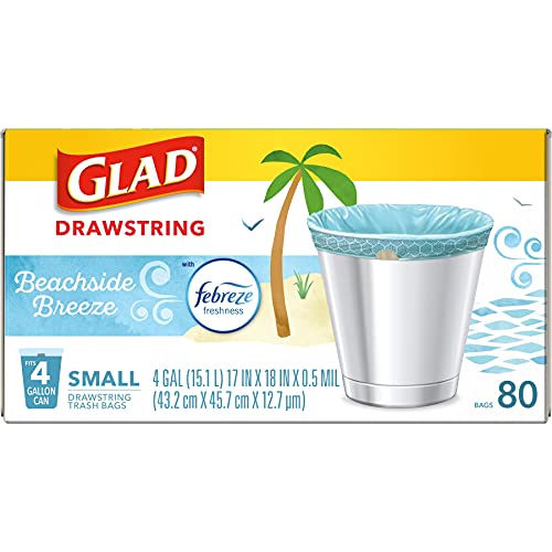 Small Trash Bags, 4 Gallon, 80 Pack, Odor Resistant