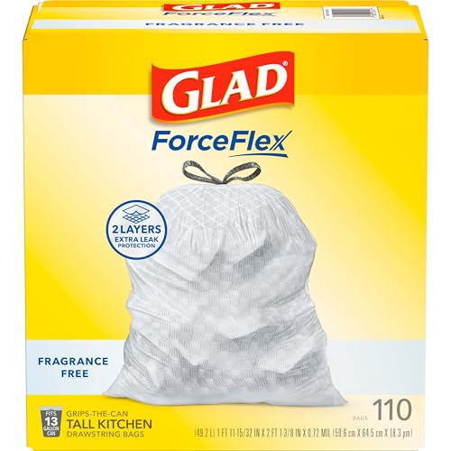 Tall Kitchen Trash Bags, 13 Gallon, 110 Pack, Fragrance-Free