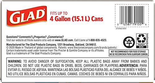 Small Trash Bags, 4 Gallon, 80 Pack, Odor Resistant