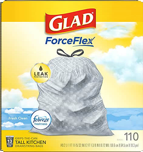 Tall Kitchen Trash Bags, 13 Gallon, 110 Pack, Odor Control