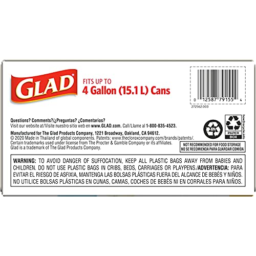 Small Trash Bags, 4 Gallon, 80 Pack, Odor Resistant