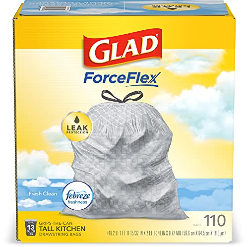 Tall Kitchen Trash Bags, 13 Gallon, 110 Pack, Odor Control