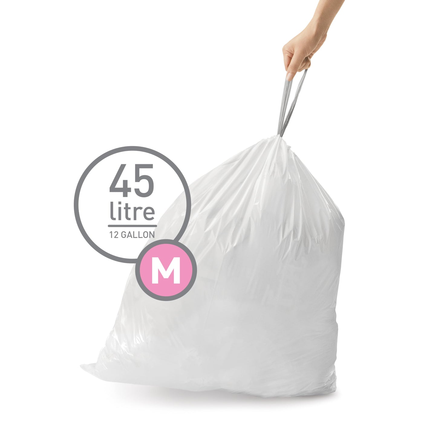 Tall Kitchen Trash Bags, 45 Liter, 200 Pack, White