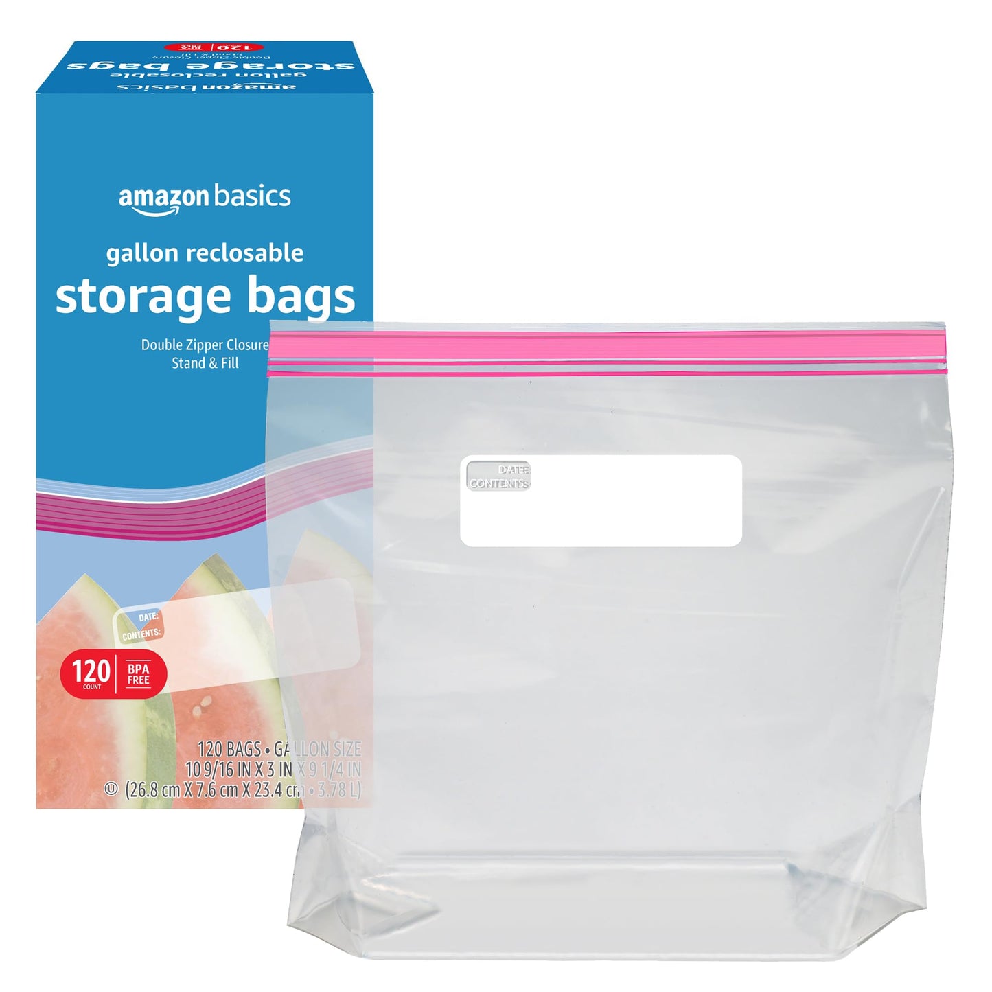 Gallon Food Storage Bags, BPA-Free, 120 Count