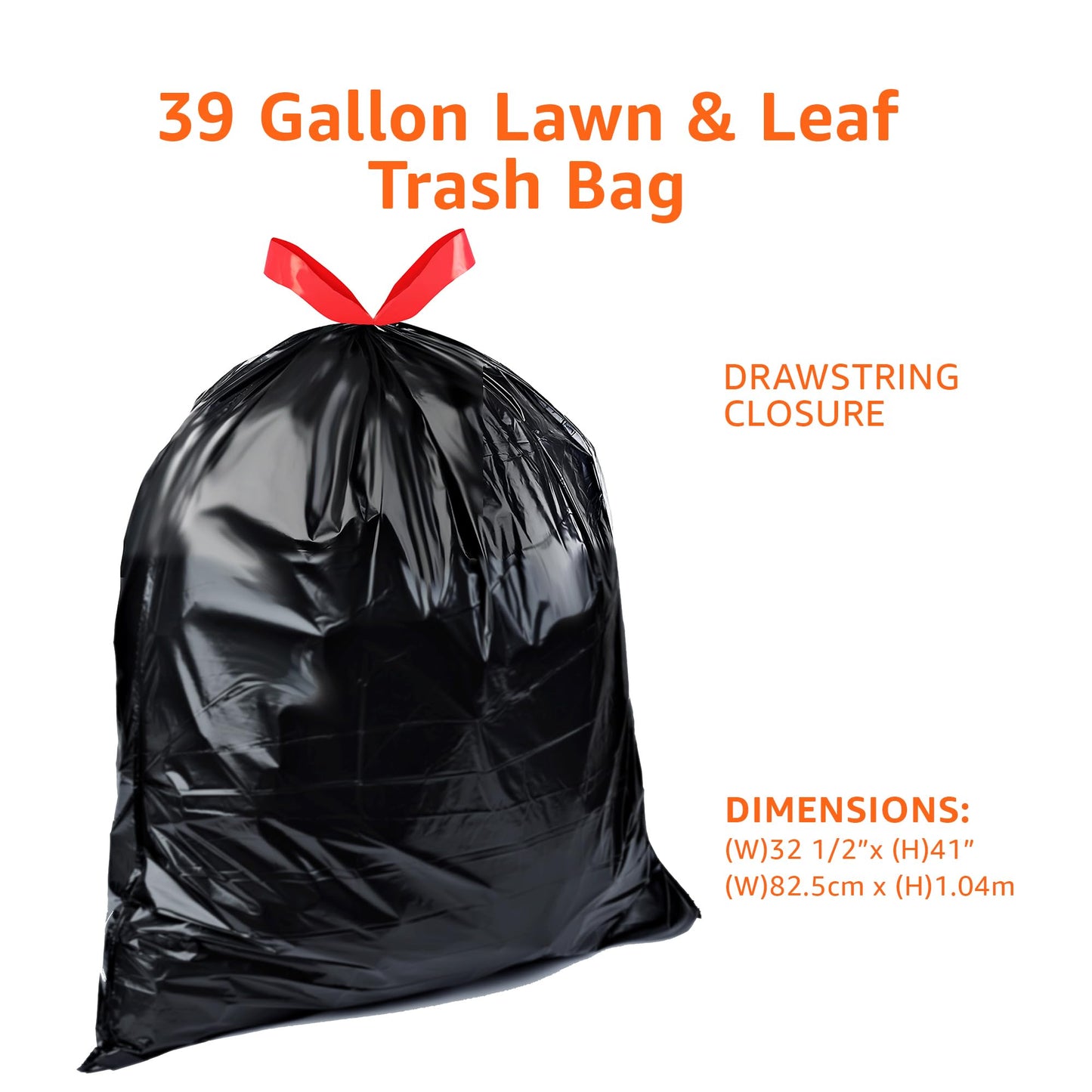 Lawn & Leaf Drawstring Trash Bags, 39 Gallon, 40 Pack