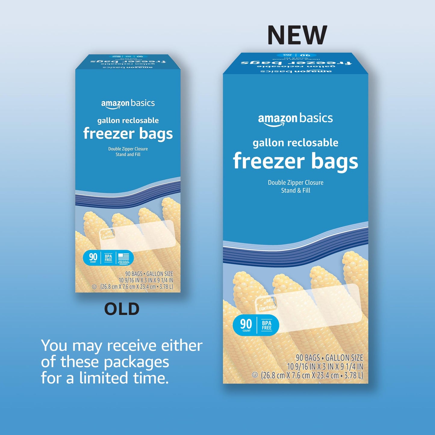 Freezer Gallon Bags, BPA-Free, 90 Count