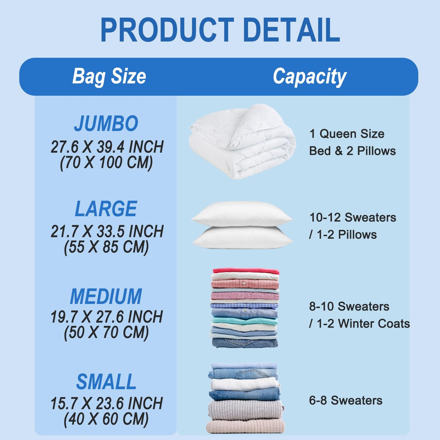 Vacuum Storage Bags with Hand Pump, 16 Pack, Mixed Sizes