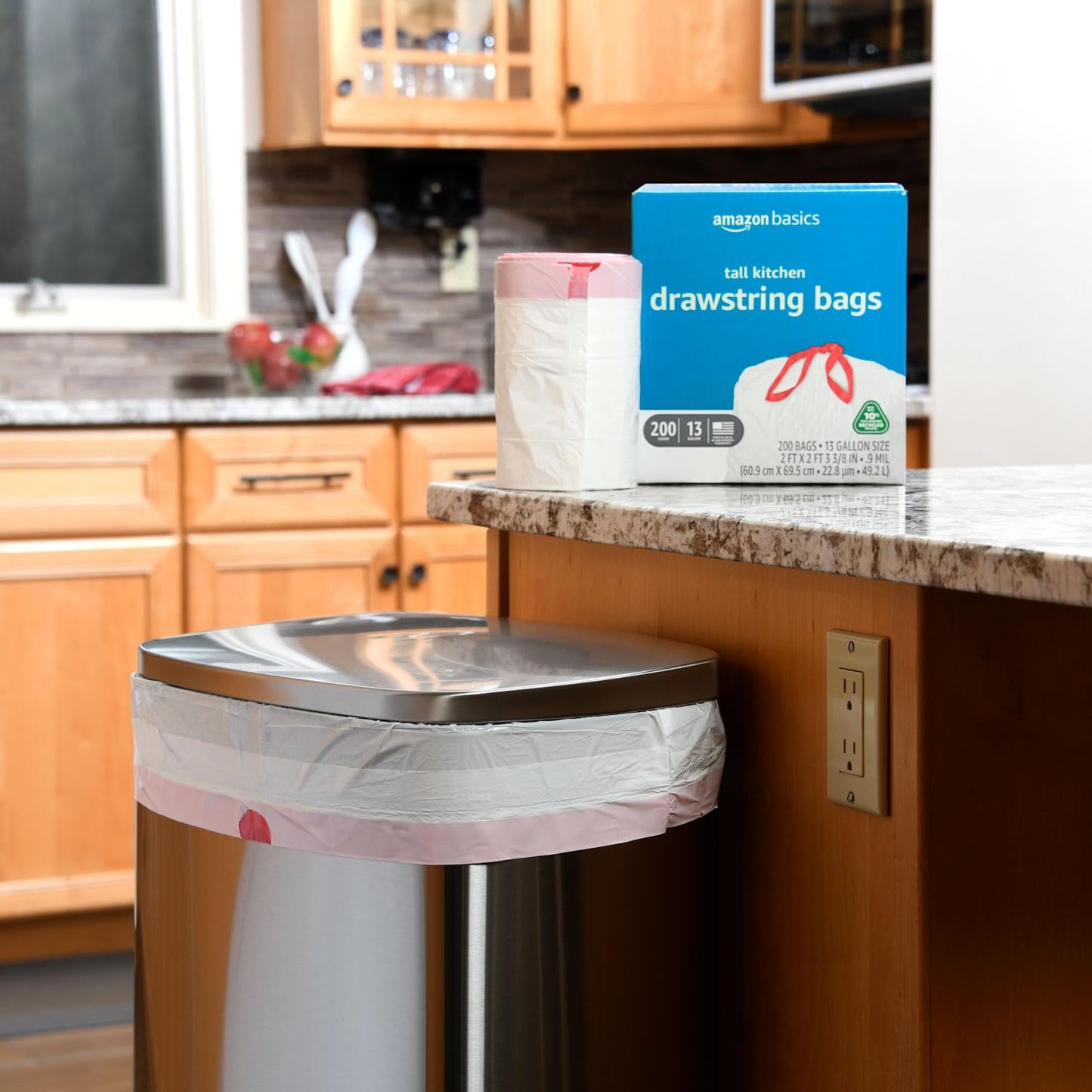 Tall Kitchen Drawstring Trash Bags, 13 Gallon, 200 Pack
