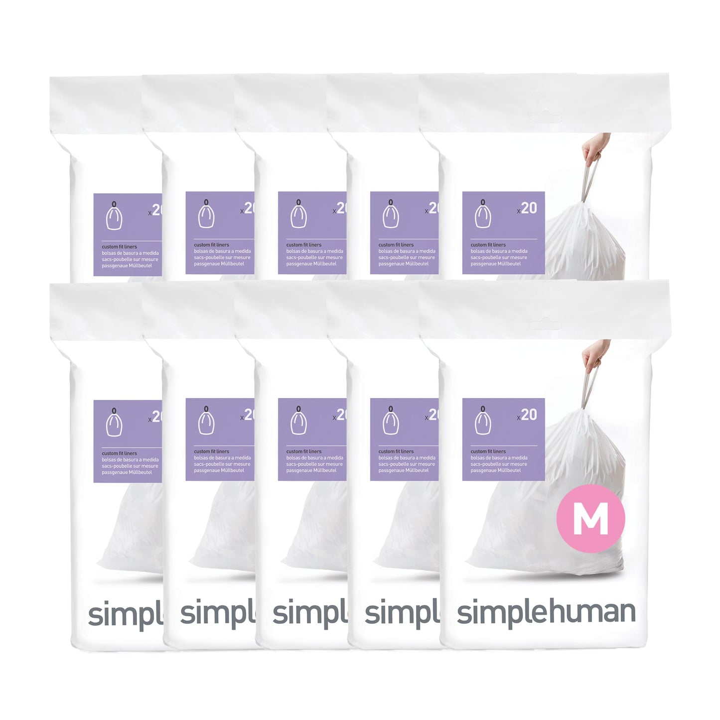 Tall Kitchen Trash Bags, 45 Liter, 200 Pack, White