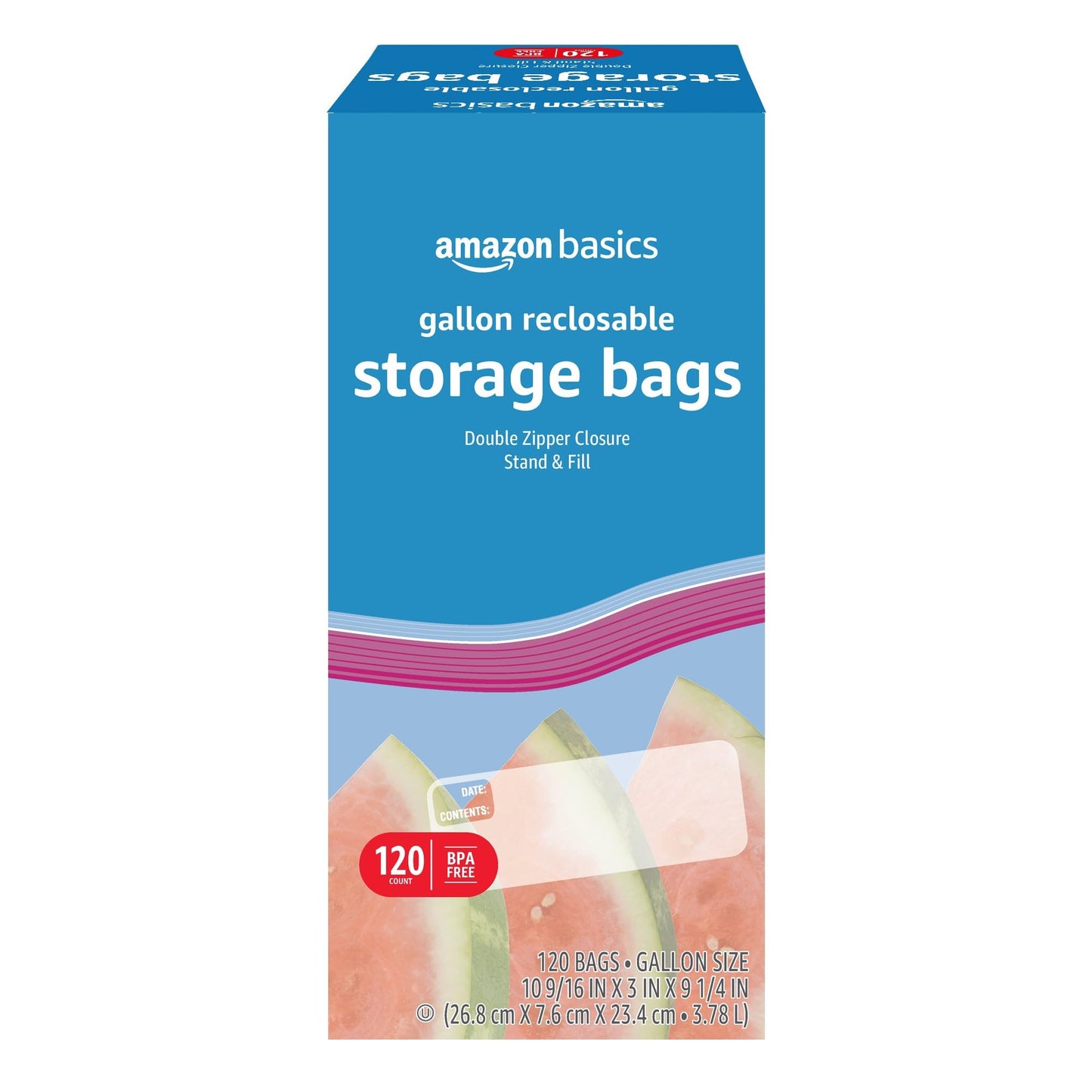 Gallon Food Storage Bags, BPA-Free, 120 Count