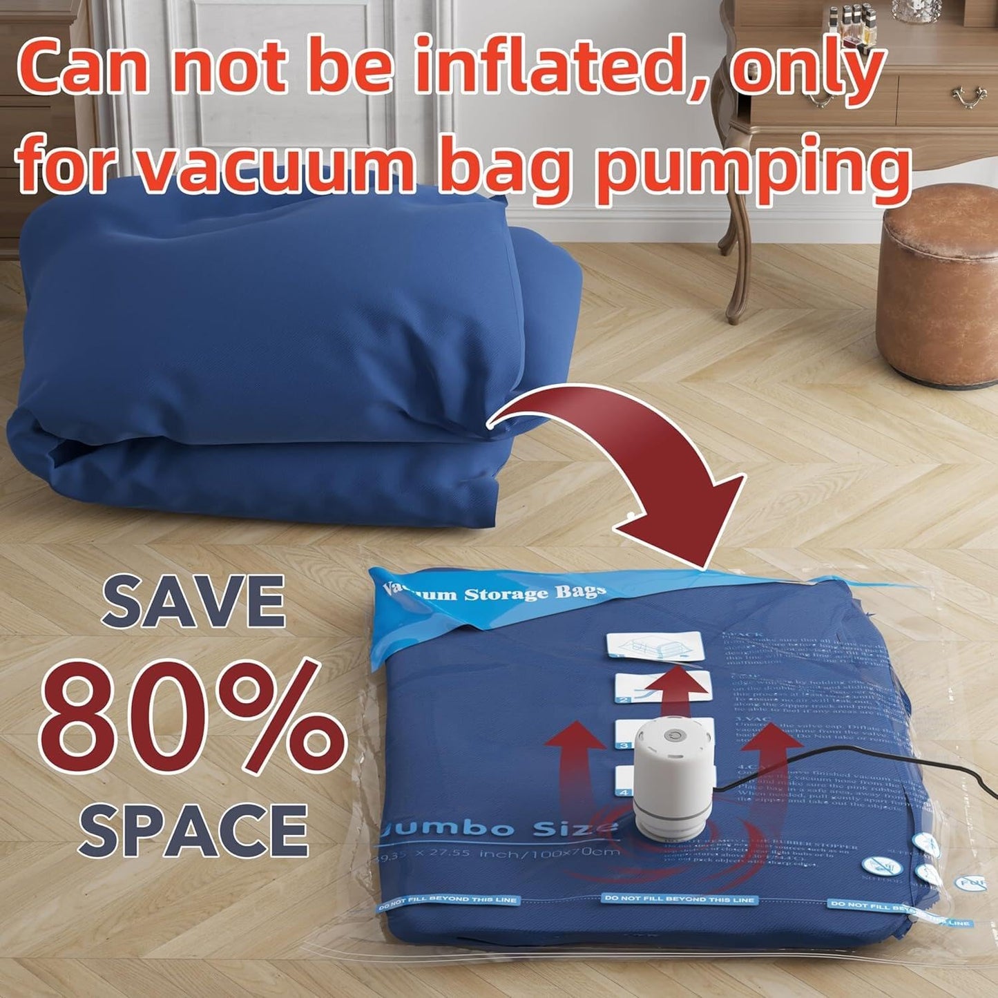 Vacuum Storage Bags with Electric Pump, 24 Pack