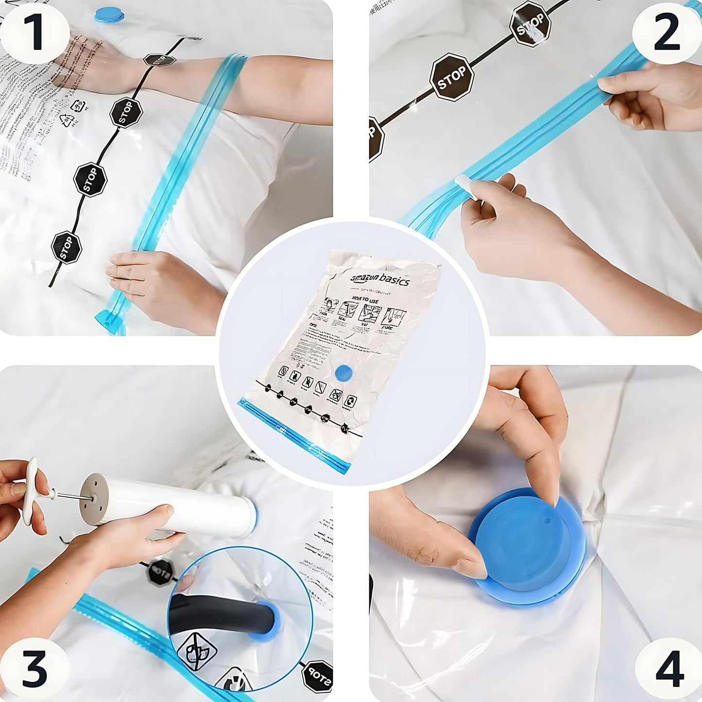 Vacuum Storage Bags with Hand Pump, 5 Pack