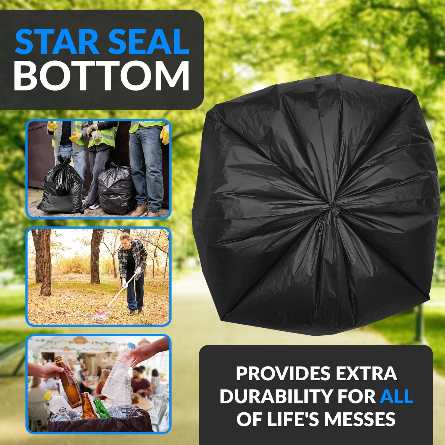 Heavy Duty Trash Bags, 95 Gallon, 68 Pack