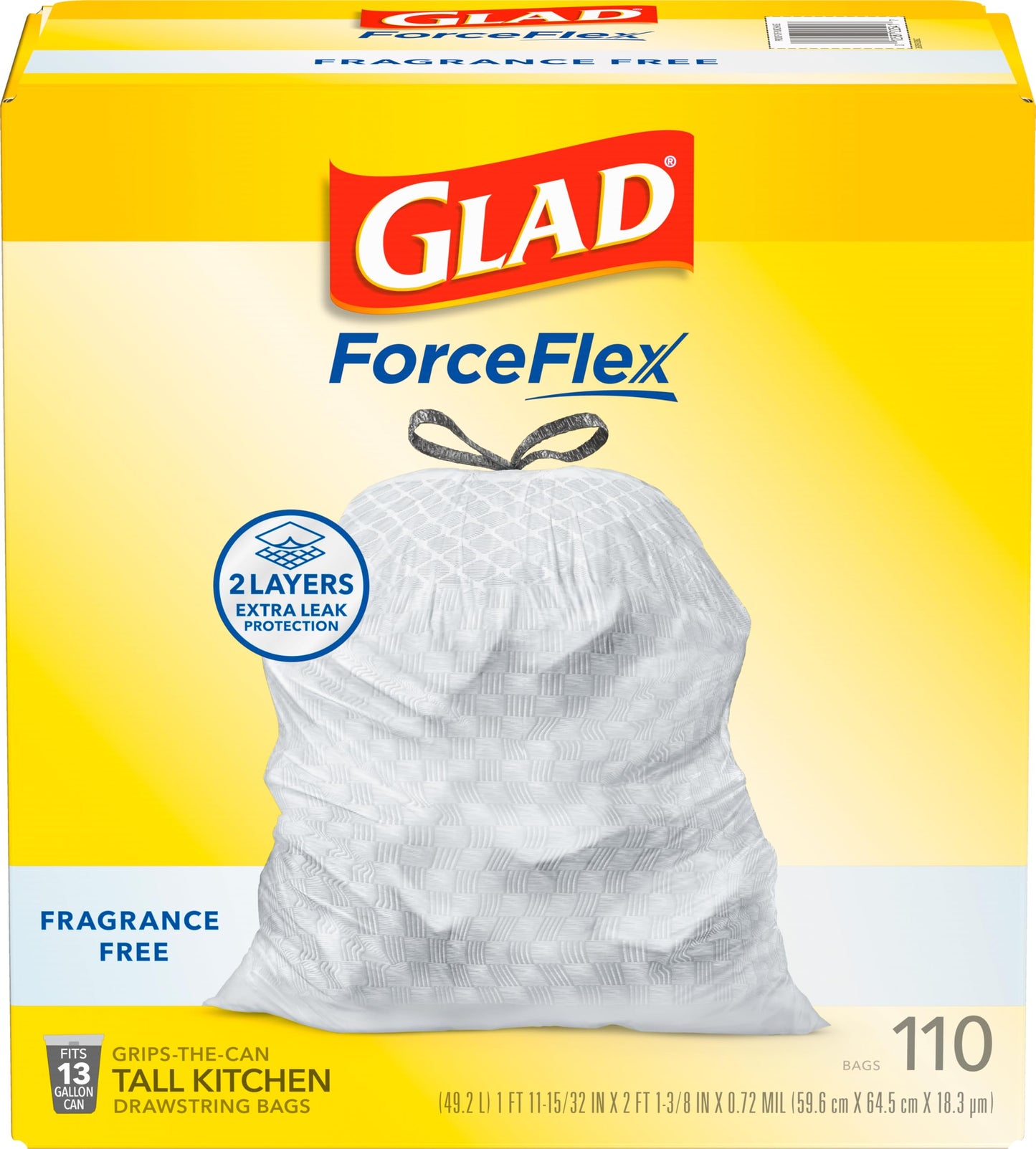 Tall Kitchen Trash Bags, 13 Gallon, 110 Pack, Fragrance-Free