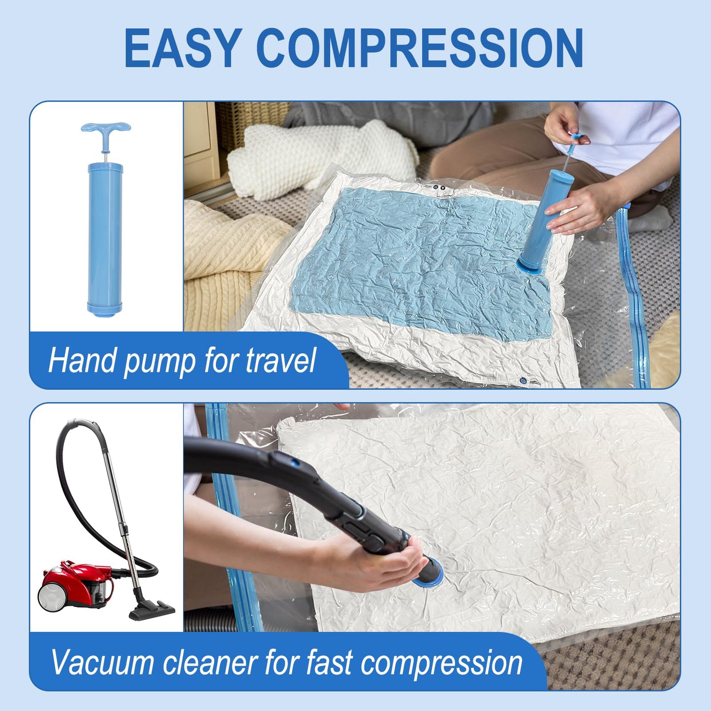 Vacuum Storage Bags with Hand Pump, 16 Pack, Mixed Sizes