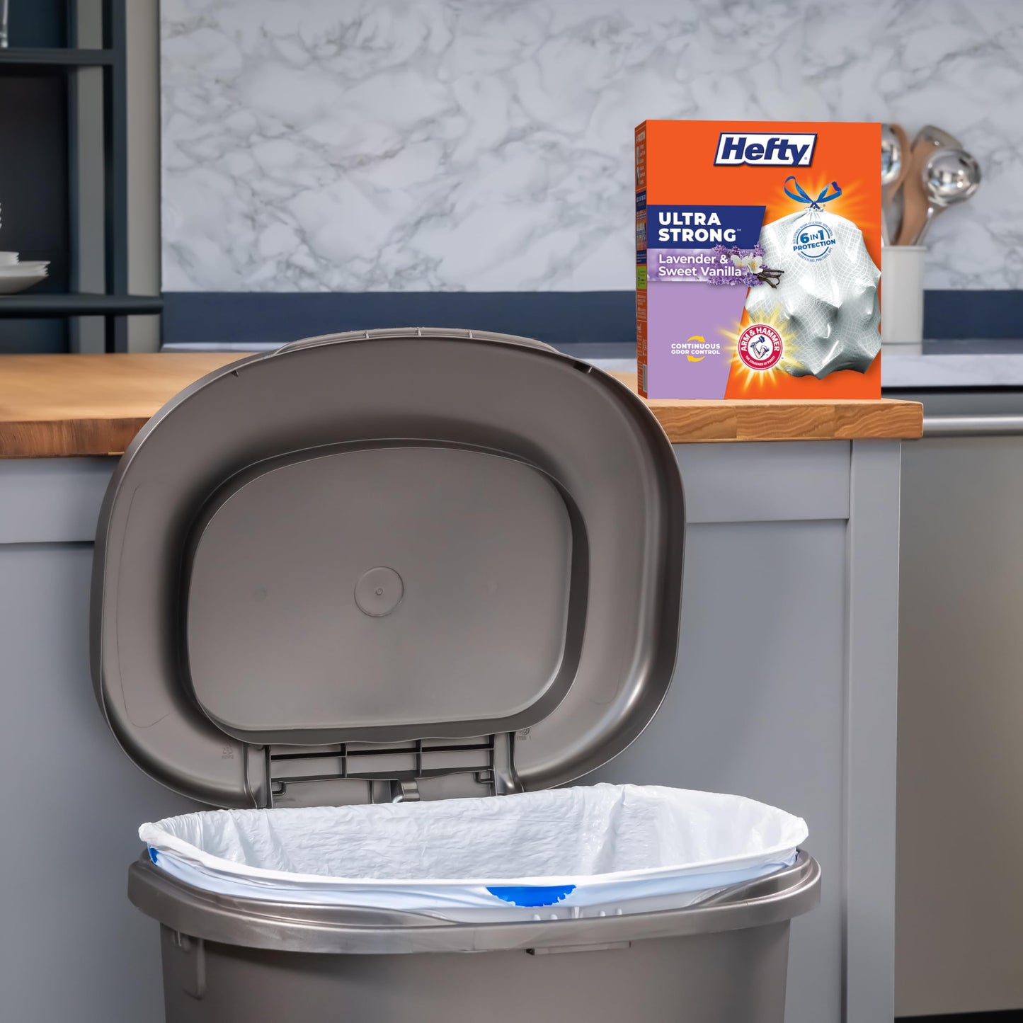 Tall Kitchen Trash Bags, 13 Gallon, 80 Pack, Lavender Scent