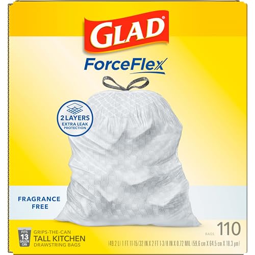 Tall Kitchen Trash Bags, 13 Gallon, 110 Pack, Fragrance-Free