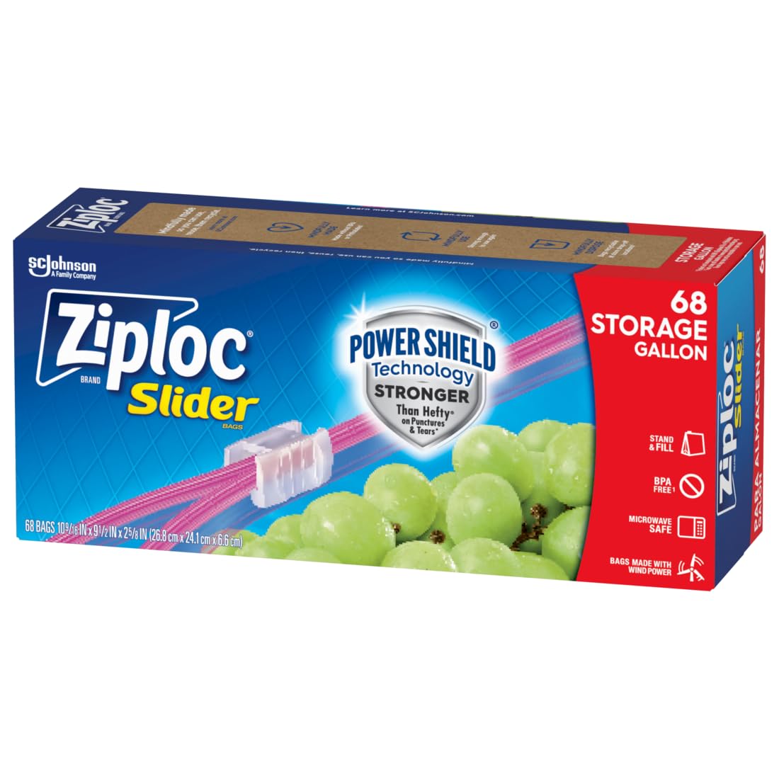 Gallon Food Storage Slider Bags, 68 Count