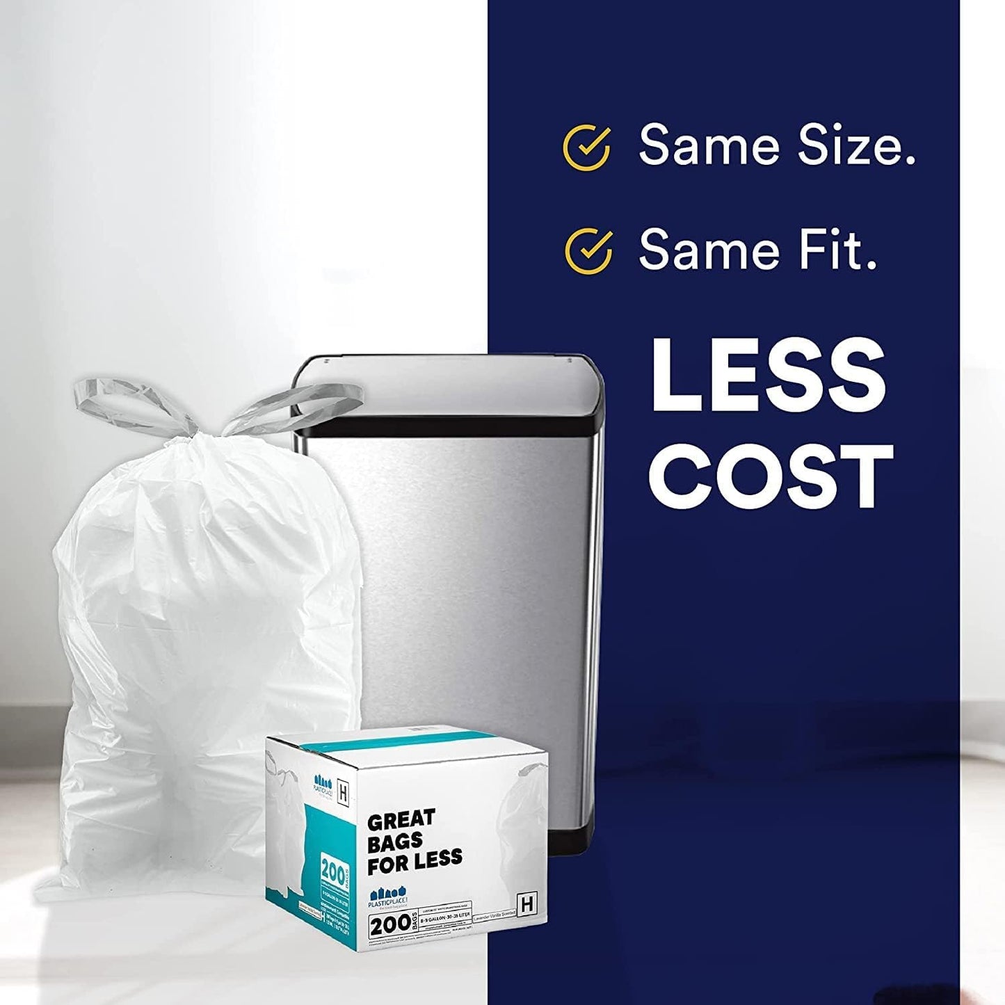 Tall Kitchen Trash Bags, 13 Gallon, 200 Pack, White