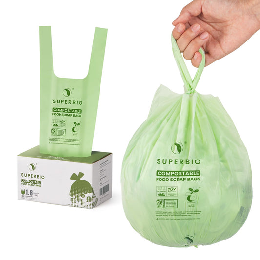 Compostable Food Scrap Bags, 1.6 Gallon, 50 Count