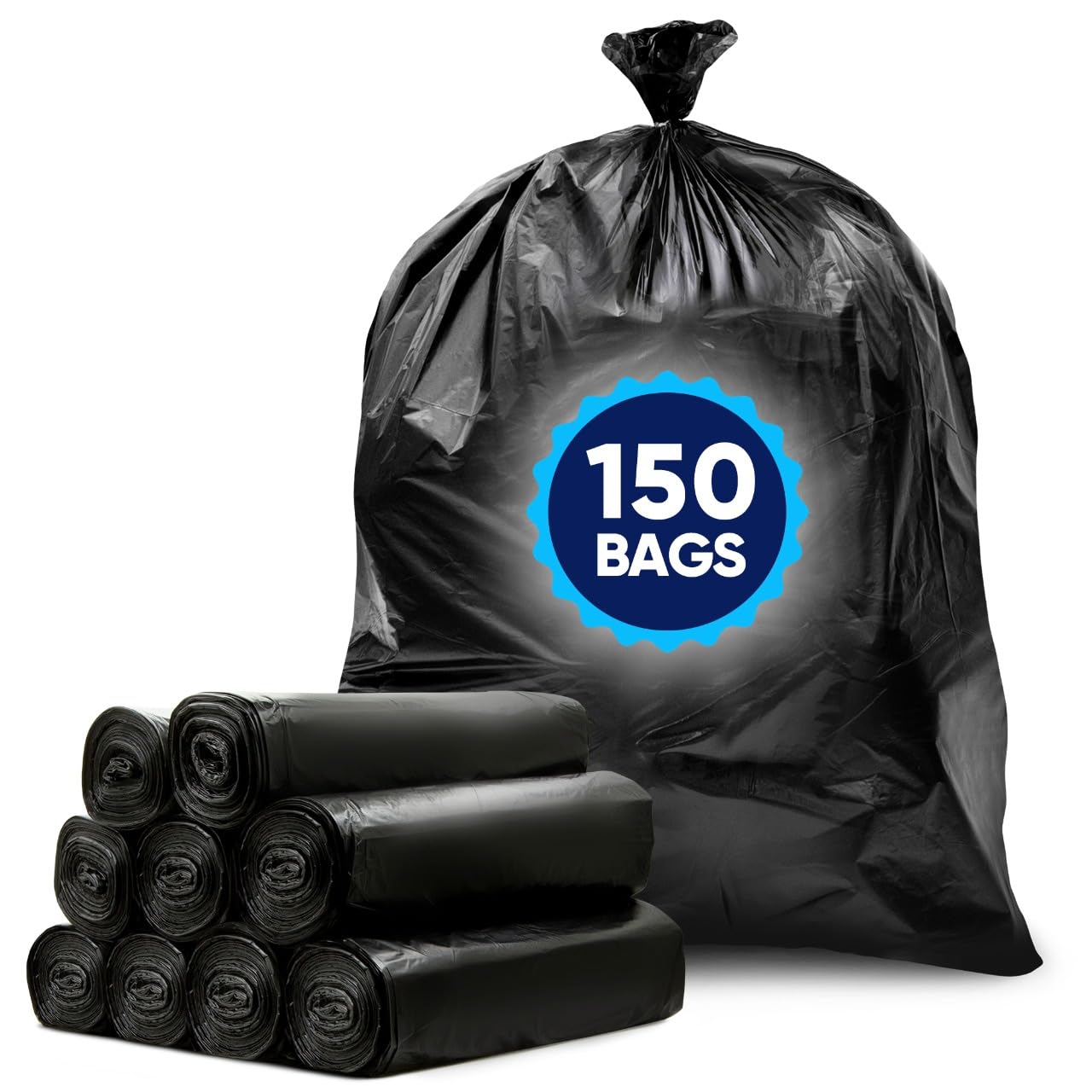 Heavy Duty Trash Bags, 55–60 Gallon, 150 Pack