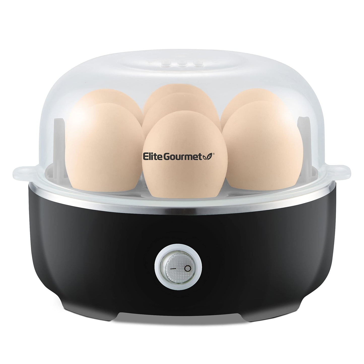 Elite Gourmet Easy Egg Cooker – 7 Egg Capacity, Auto Shut-Off, BPA-Free (Black)