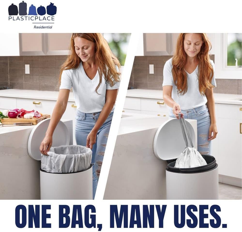 Tall Kitchen Trash Bags, 13 Gallon, 200 Pack, White