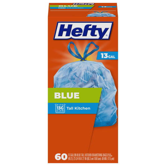 Blue Trash Bags, 13 Gallon, 60 Count