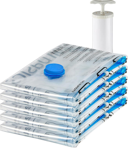 Vacuum Storage Bags with Hand Pump, 5 Pack