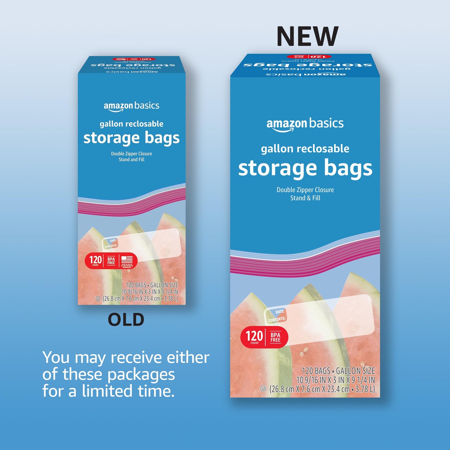 Gallon Food Storage Bags, BPA-Free, 120 Count