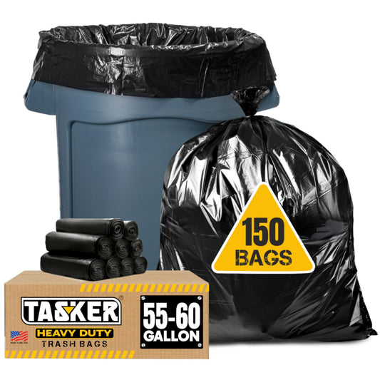 Heavy Duty Trash Bags, 55–60 Gallon, 150 Pack