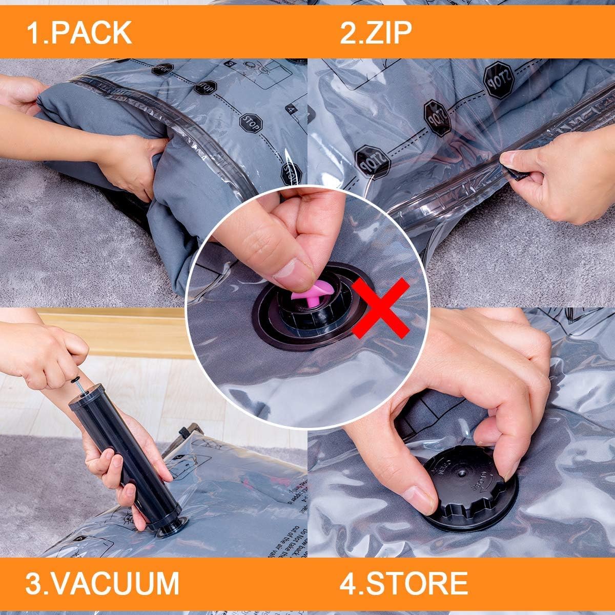 Vacuum Storage Bags with Electric Pump, 24 Pack
