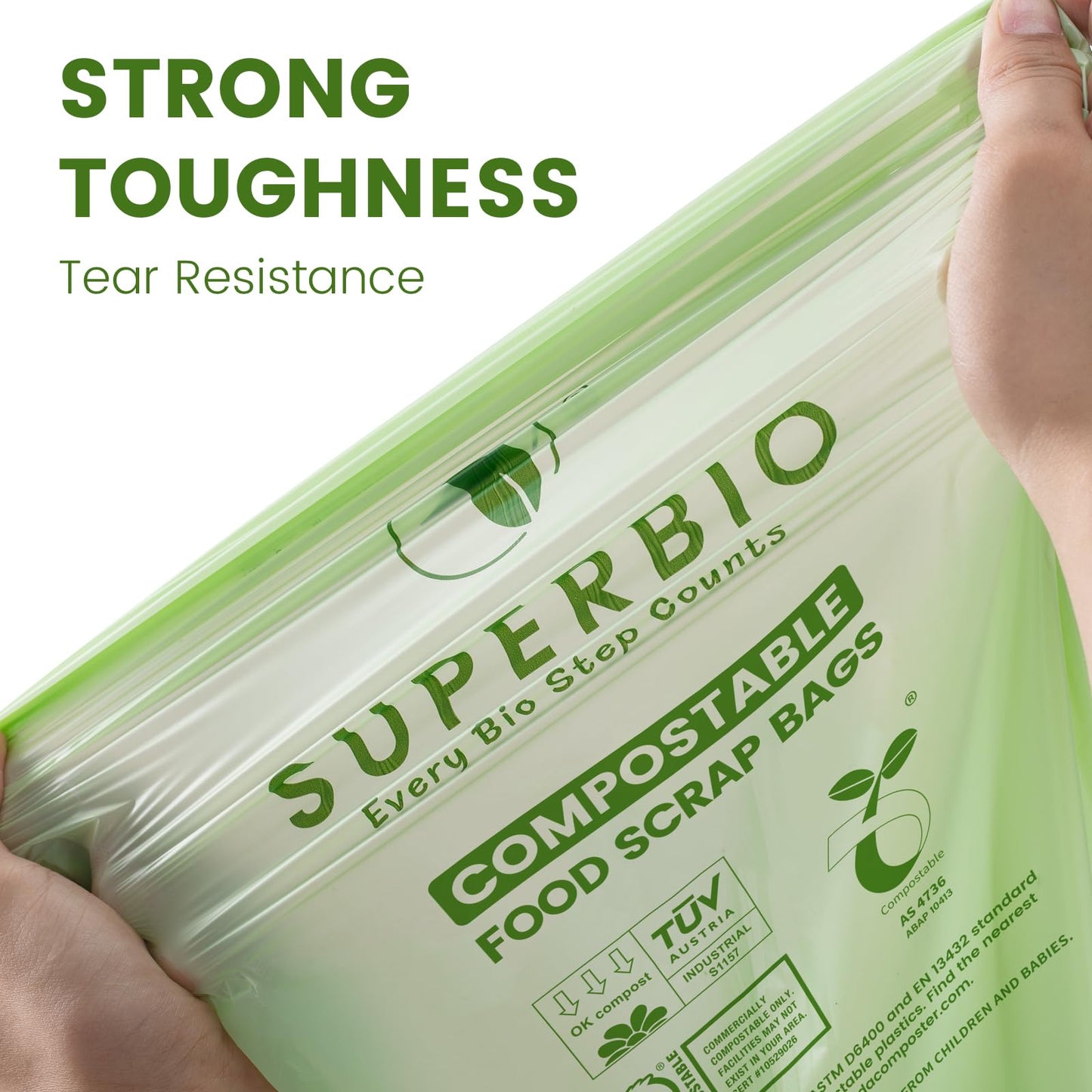 Compostable Food Scrap Bags, 1.6 Gallon, 50 Count