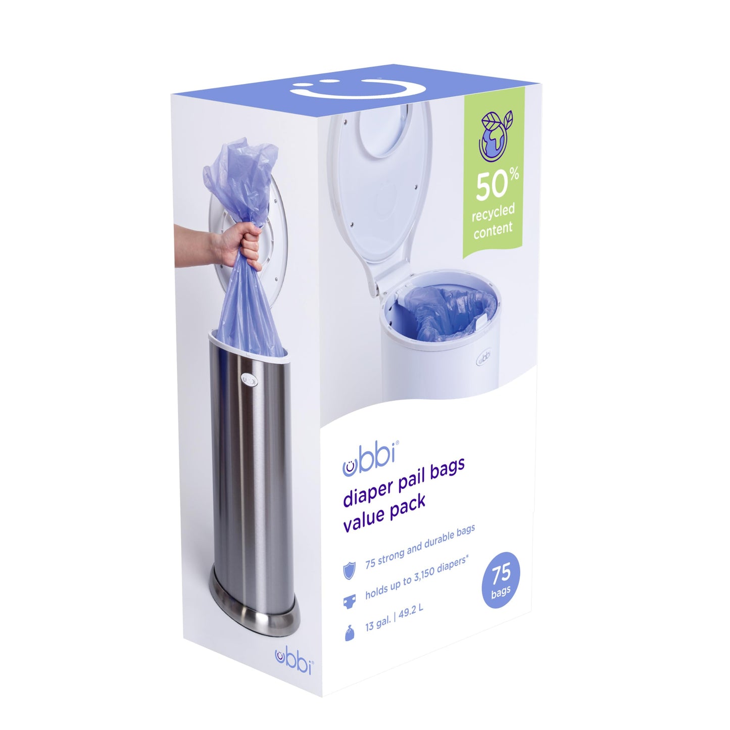 Diaper Pail Plastic Bags, 13 Gallon, 75 Count