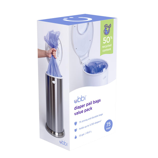 Diaper Pail Plastic Bags, 13 Gallon, 75 Count