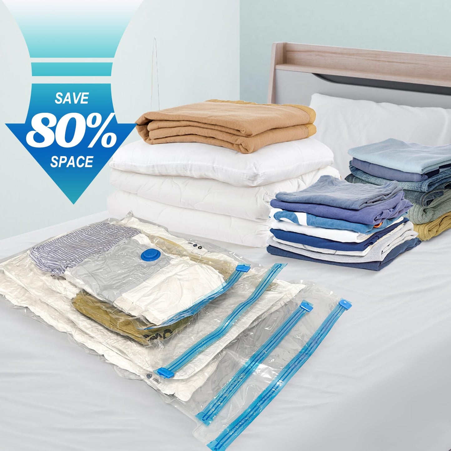 Vacuum Storage Bags with Hand Pump, 16 Pack, Mixed Sizes