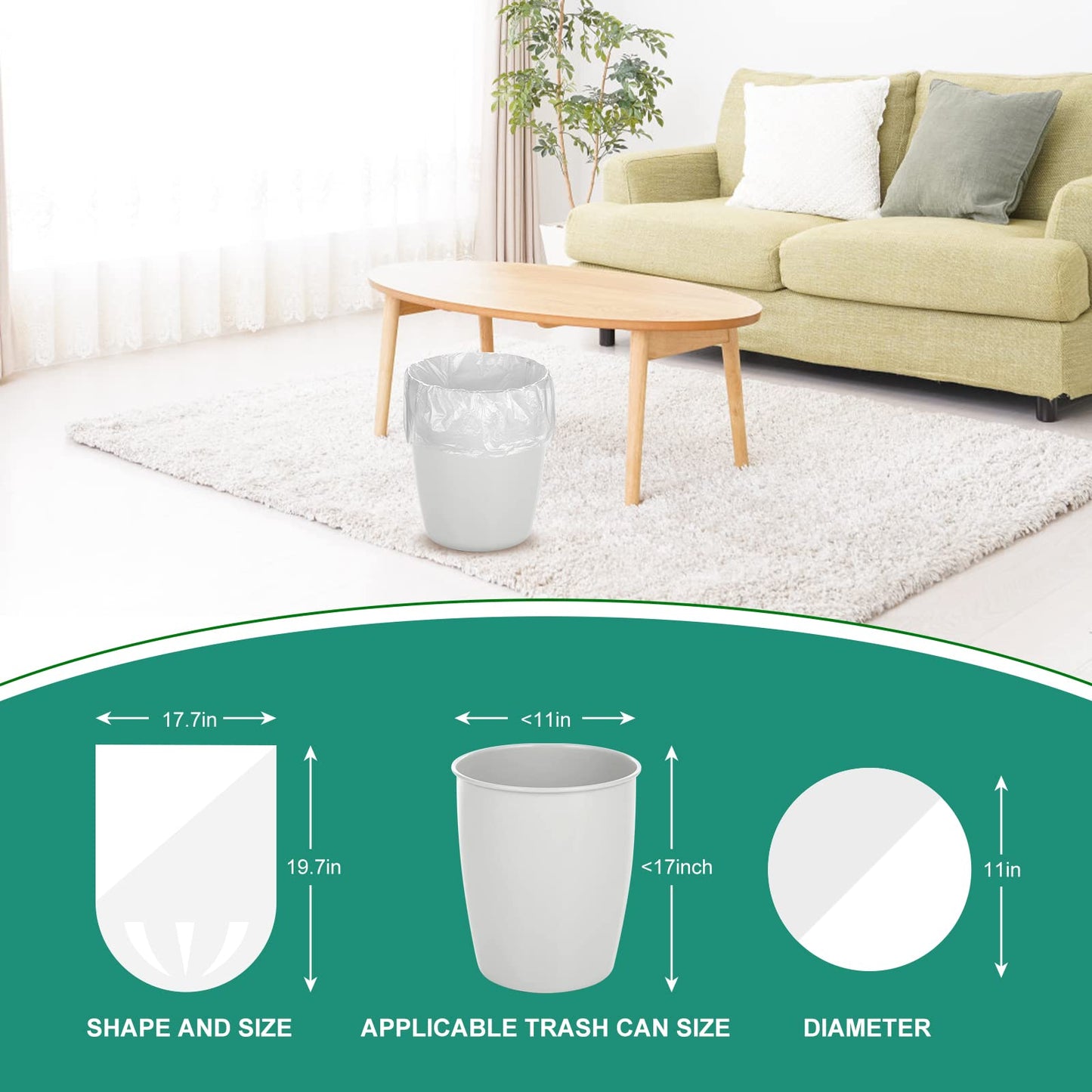 Small Trash Bags, 4 Gallon, 105 Pack, Clear