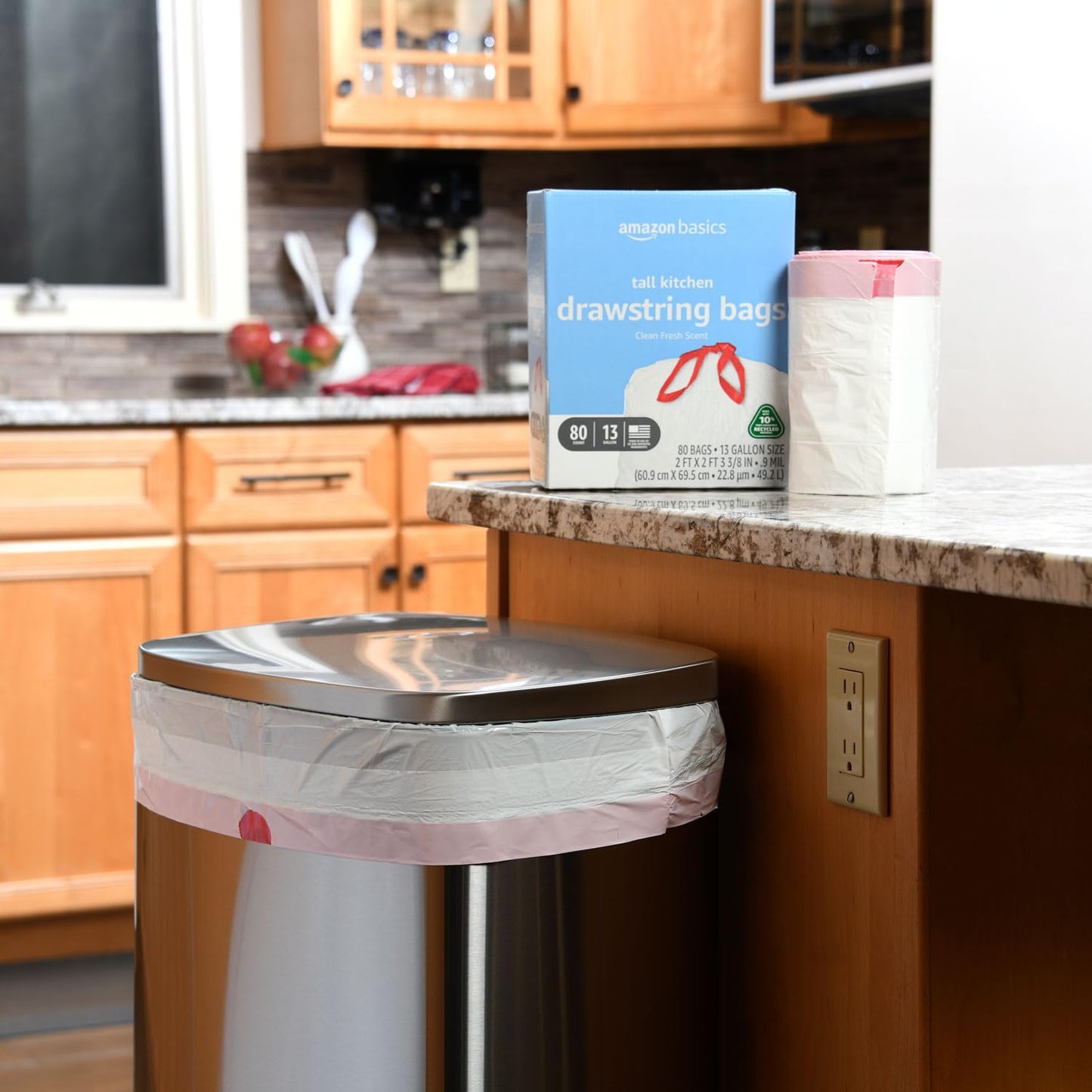 Tall Kitchen Trash Bags, 13 Gallon, 80 Pack, Fresh Scent