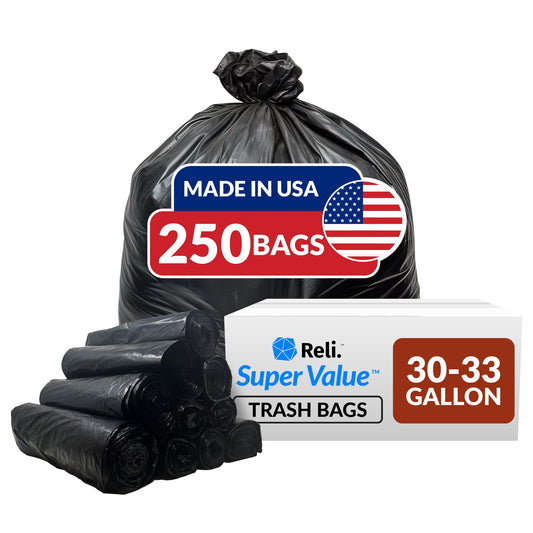 Heavy Duty Trash Bags, 30–33 Gallon, 250 Pack