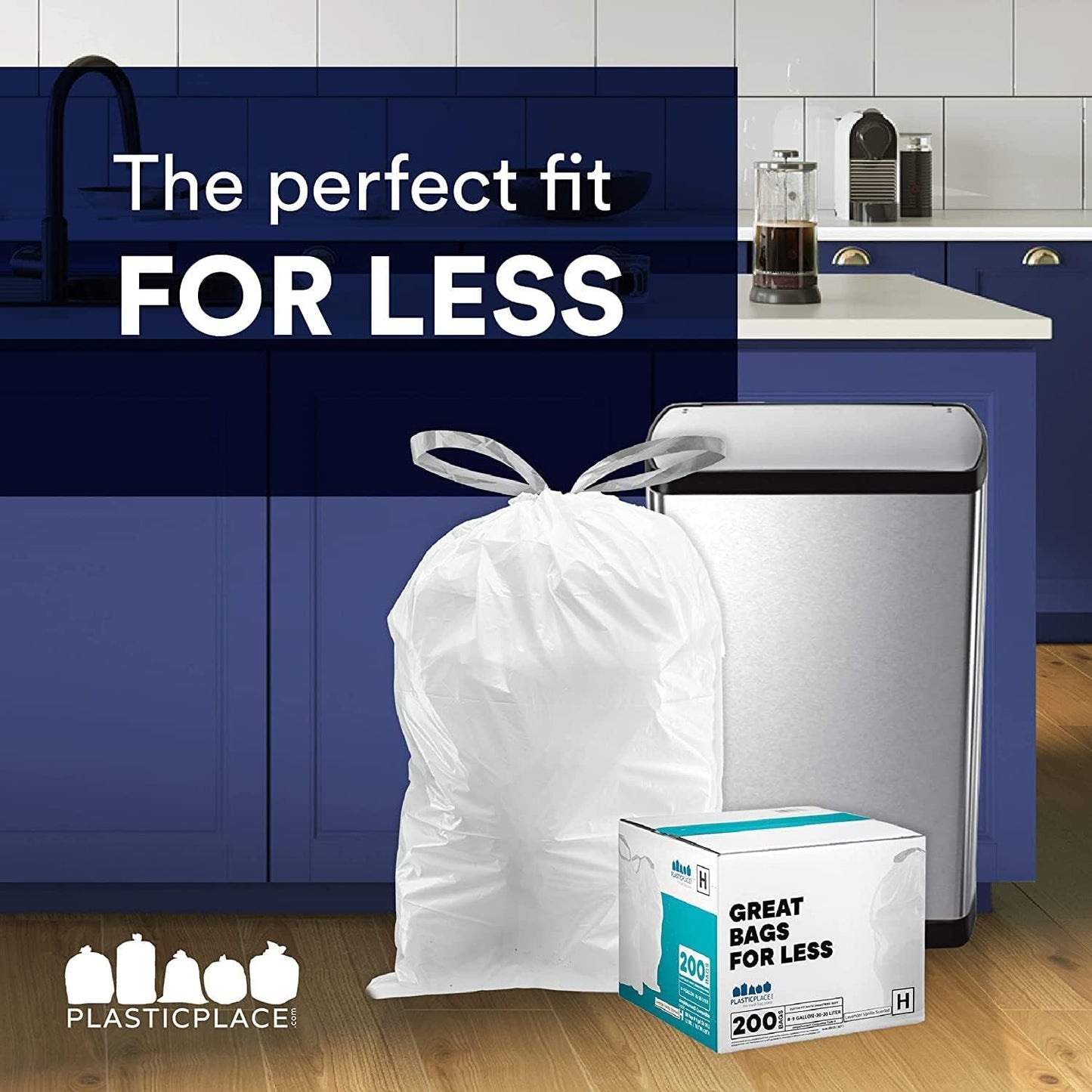 Tall Kitchen Trash Bags, 13 Gallon, 200 Pack, White