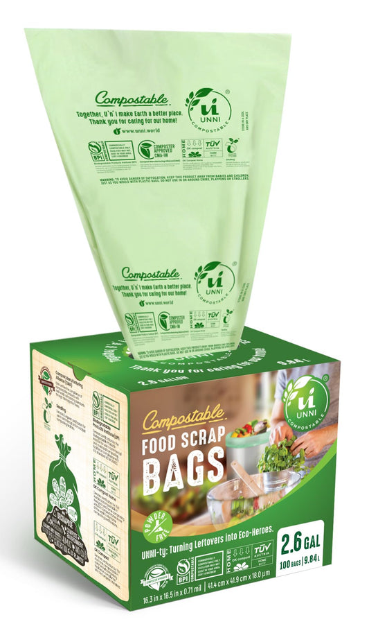 Compostable Trash Bags, 2.6 Gallon, 100 Pack