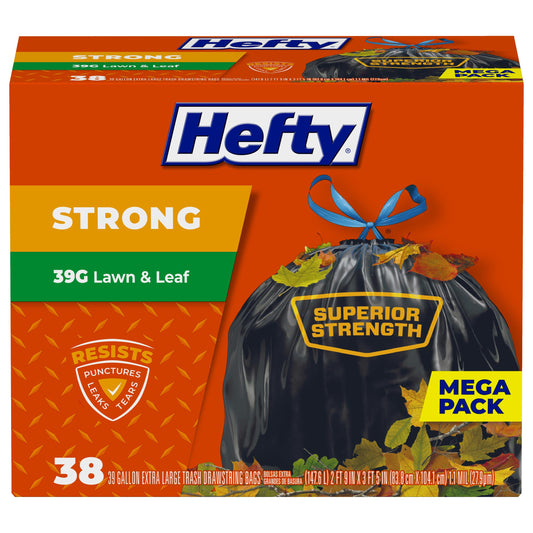 Lawn & Leaf Trash Bags, 39 Gallon, 38 Pack