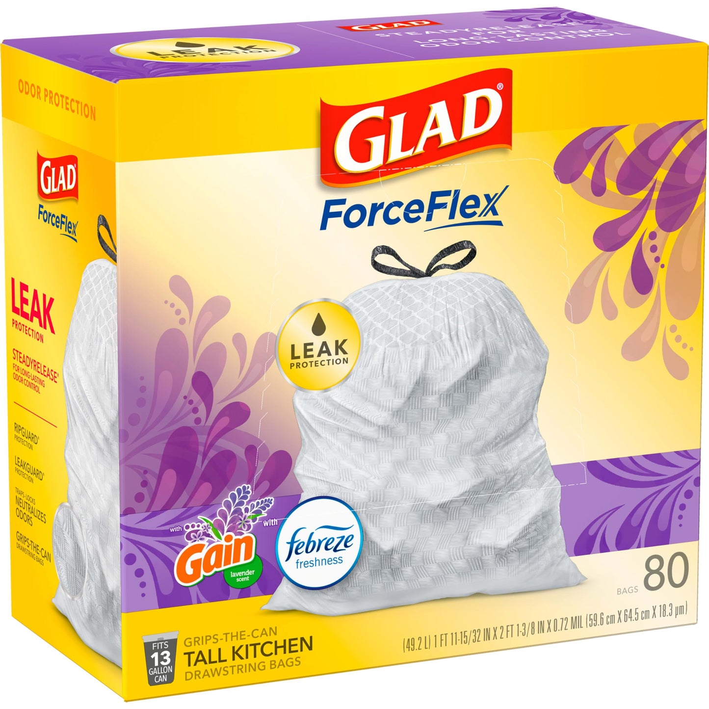 Tall Kitchen Trash Bags, 13 Gallon, Lavender Scent, 80 Pack