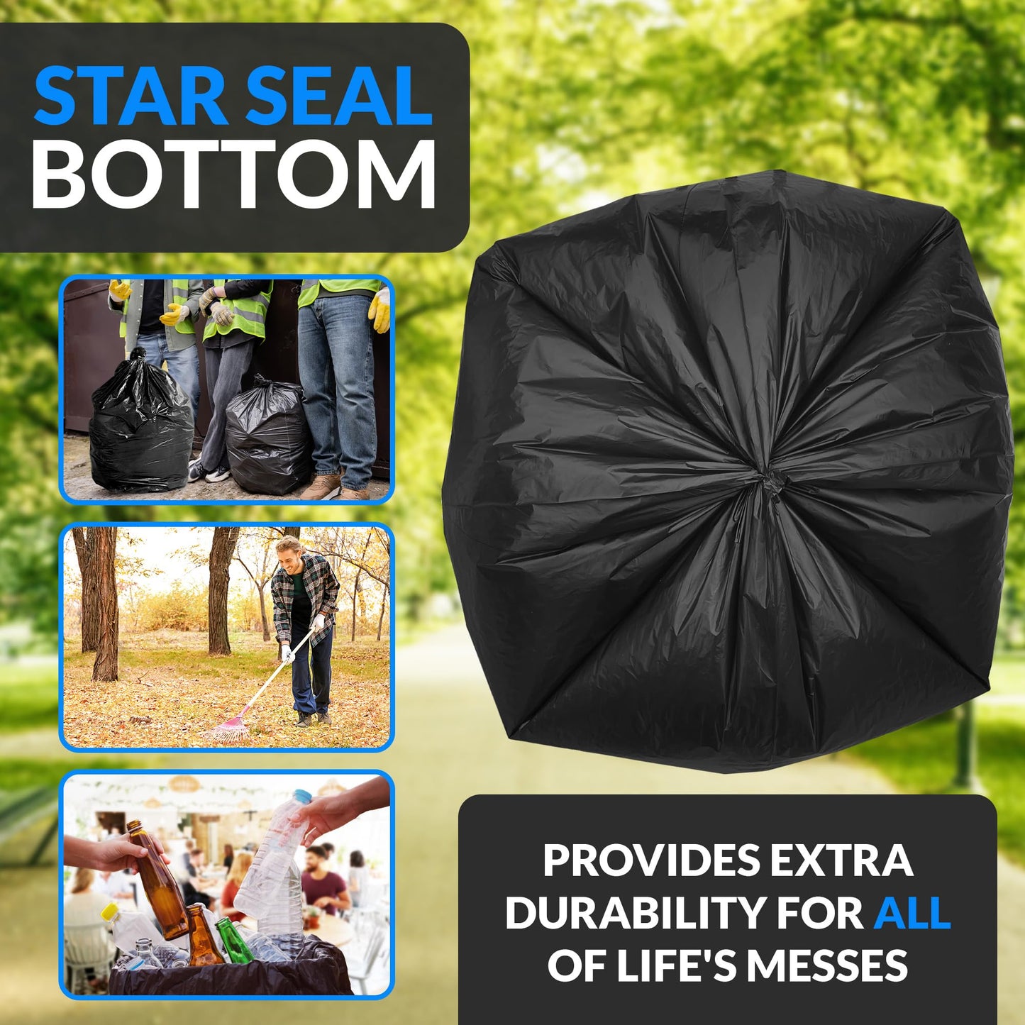 Heavy Duty Trash Bags, 40–45 Gallon, 250 Pack