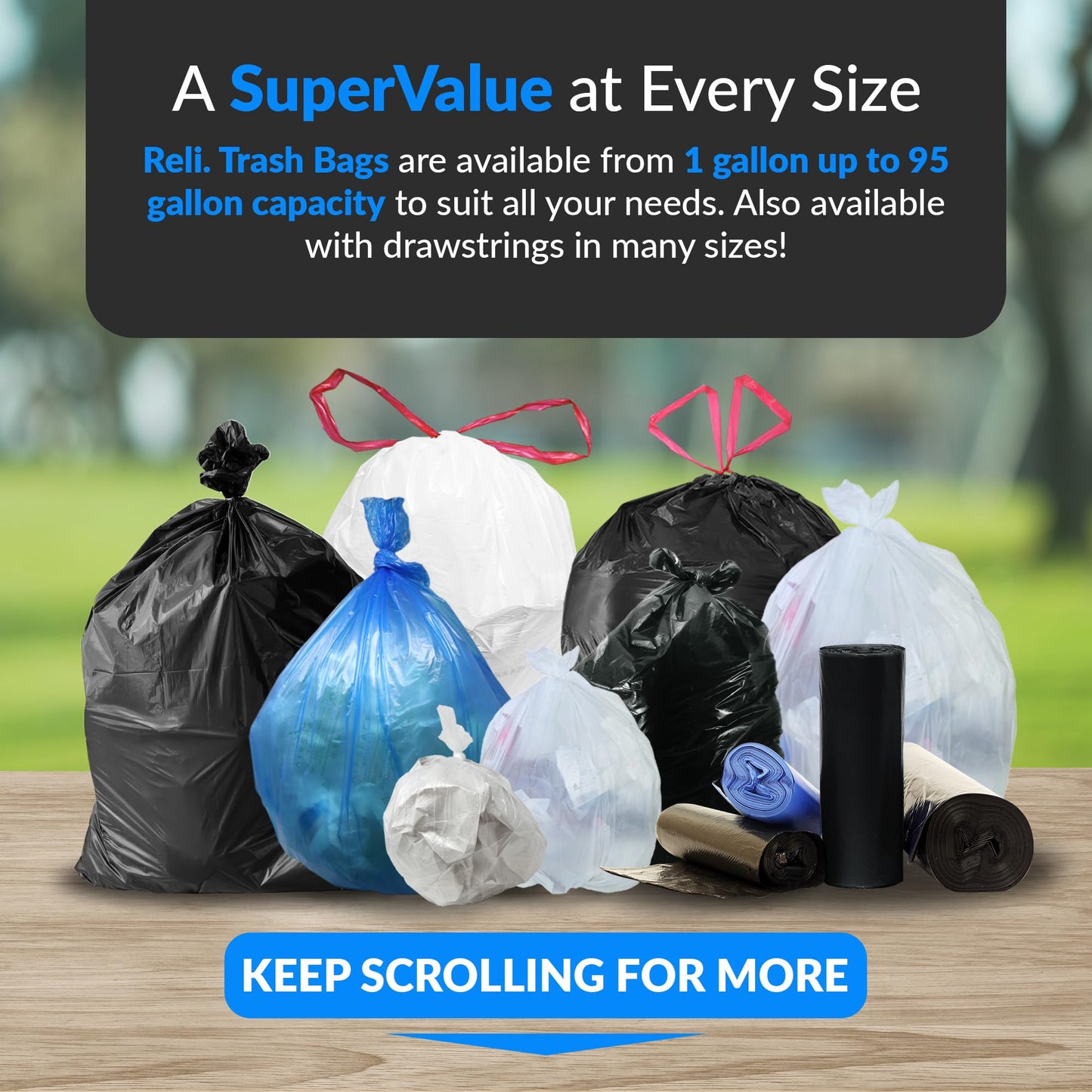 Heavy Duty Trash Bags, 40–45 Gallon, 250 Pack