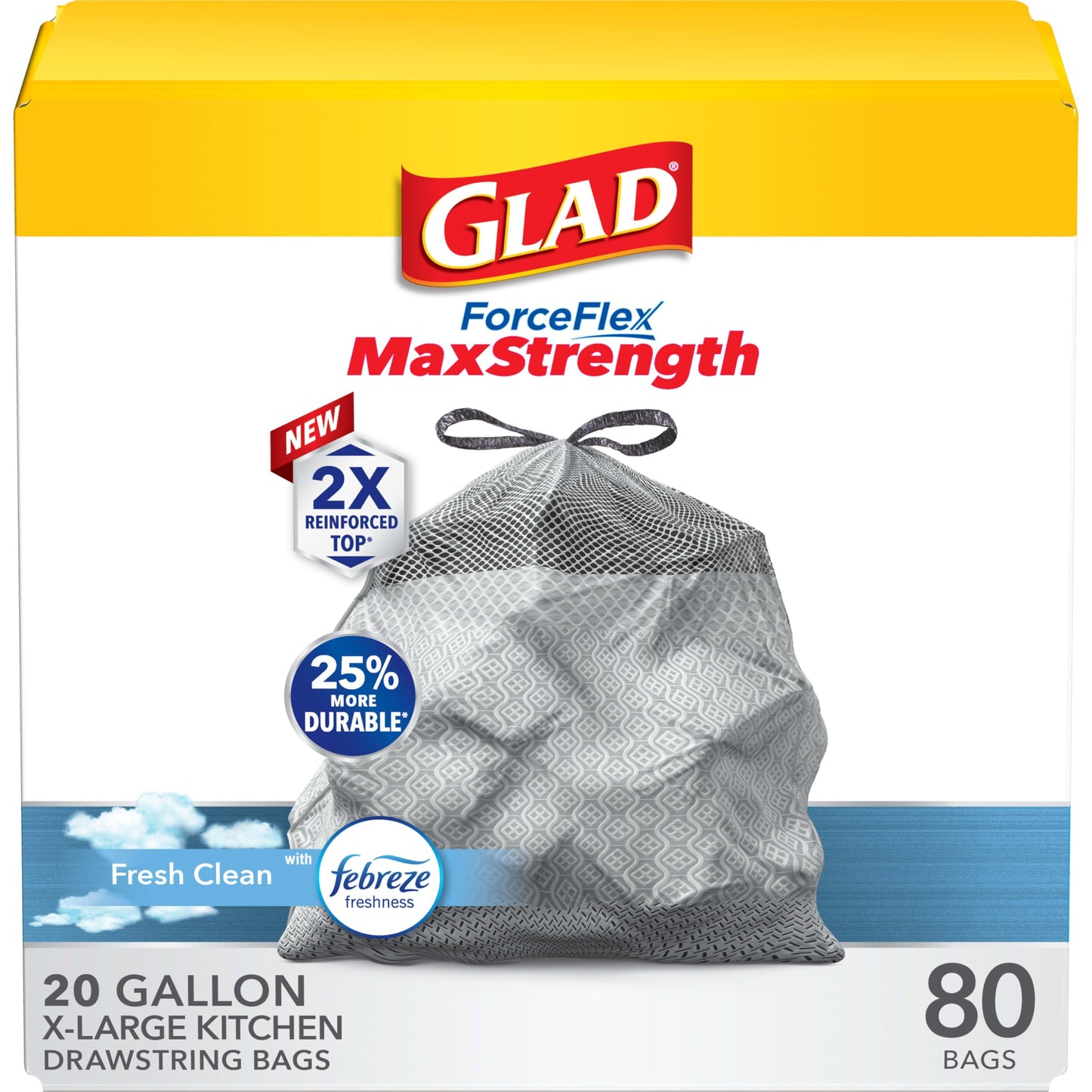 Tall Kitchen Trash Bags, 20 Gallon, 80 Pack, Odor Control