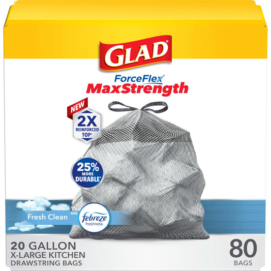 Tall Kitchen Trash Bags, 20 Gallon, 80 Pack, Odor Control
