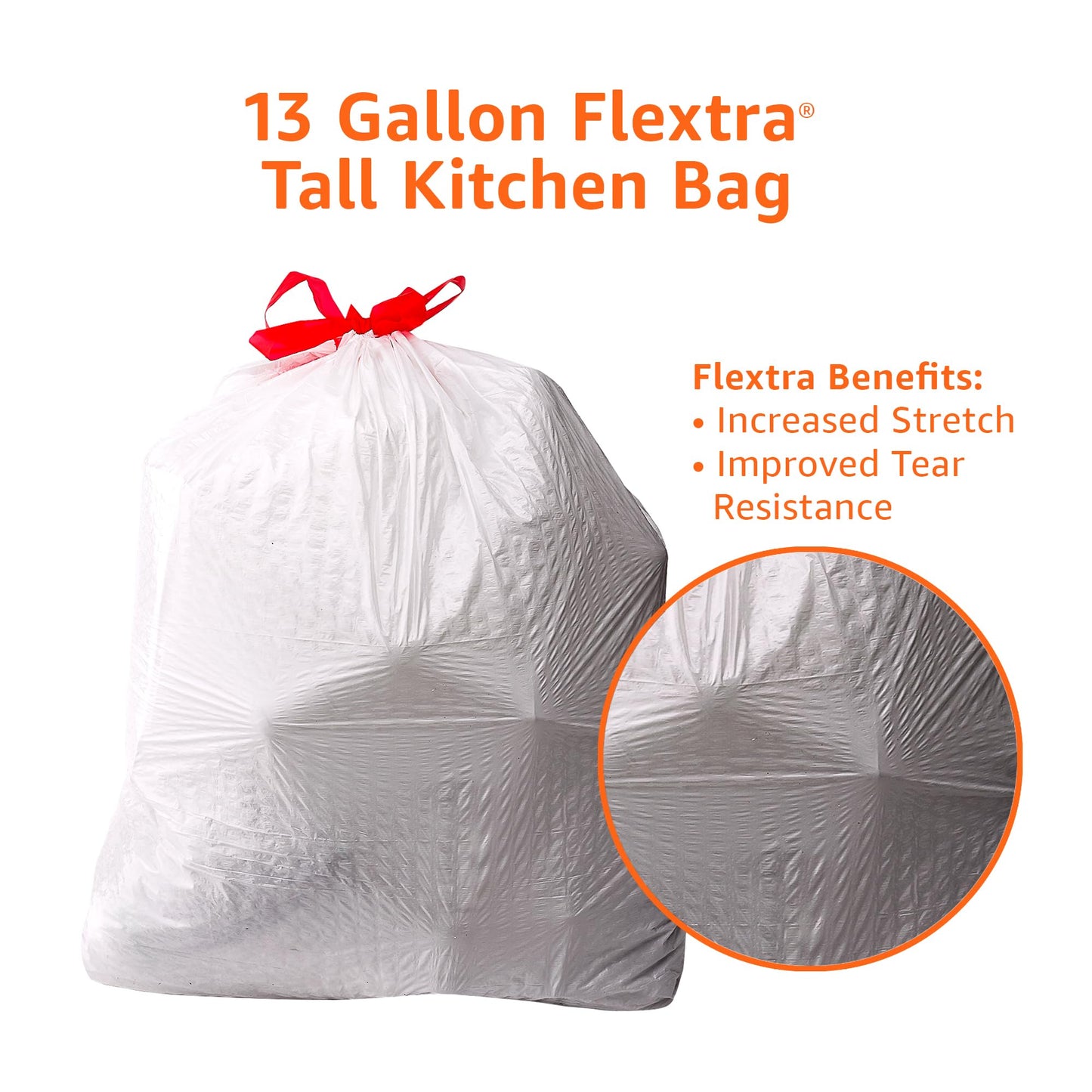 Tall Kitchen Drawstring Trash Bags, 13 Gallon, 90 Pack