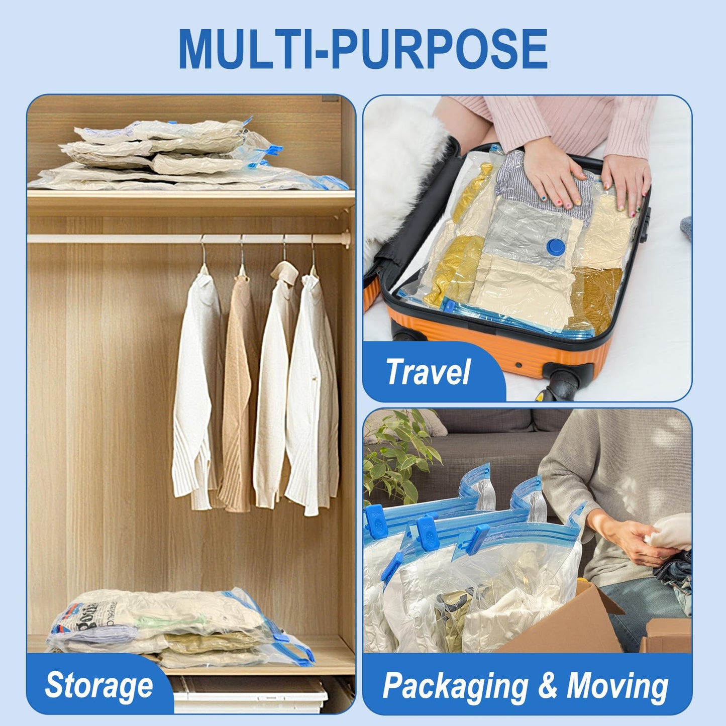 Vacuum Storage Bags with Hand Pump, 16 Pack, Mixed Sizes