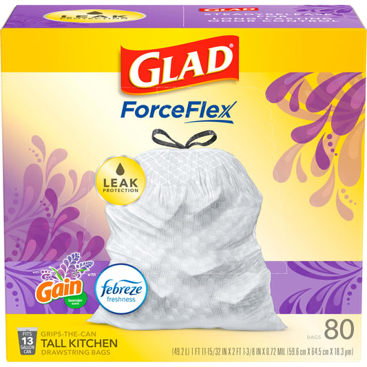 Tall Kitchen Trash Bags, 13 Gallon, Lavender Scent, 80 Pack
